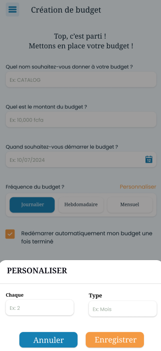 Création d'un budget