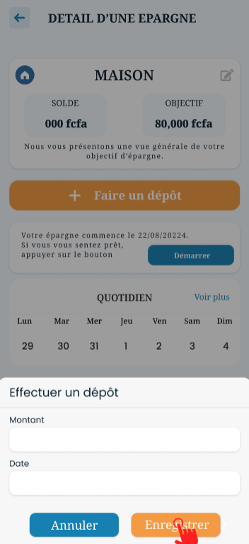 epargne depot objectif