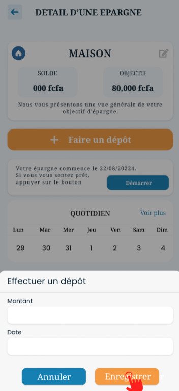 epargne depot objectif