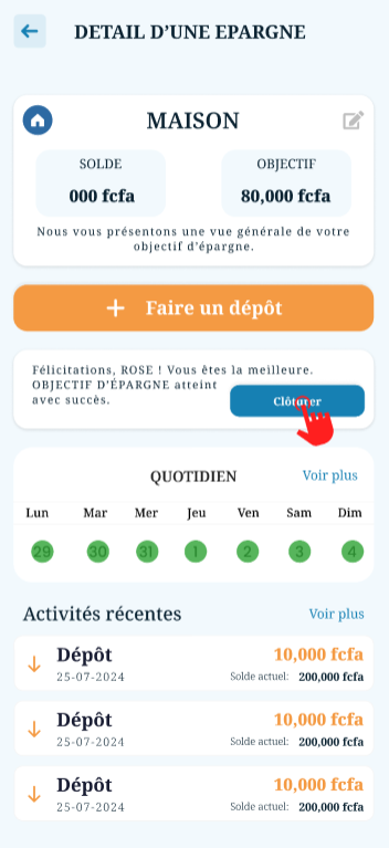 epargne objectif close