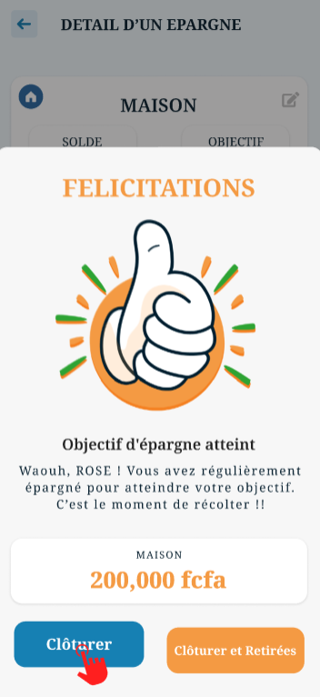 epargne objectif close